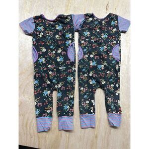Two! Rags to Raches Romper Lot size 2T Girls Flowers Twins Matching One Piece